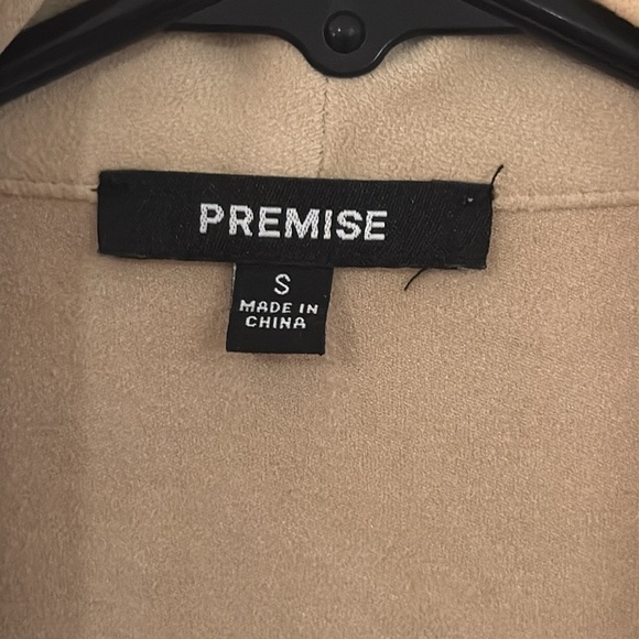 Premise Tan Faux Leather Open Front Drape Jacket Chic Hippie Vibe Size Small - Picture 2 of 8